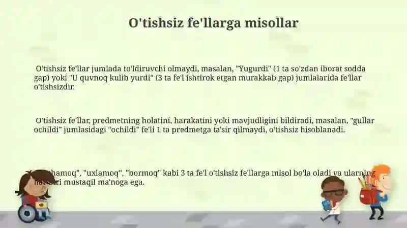 Boʻlishli va boʻlishsiz feʼllar 3