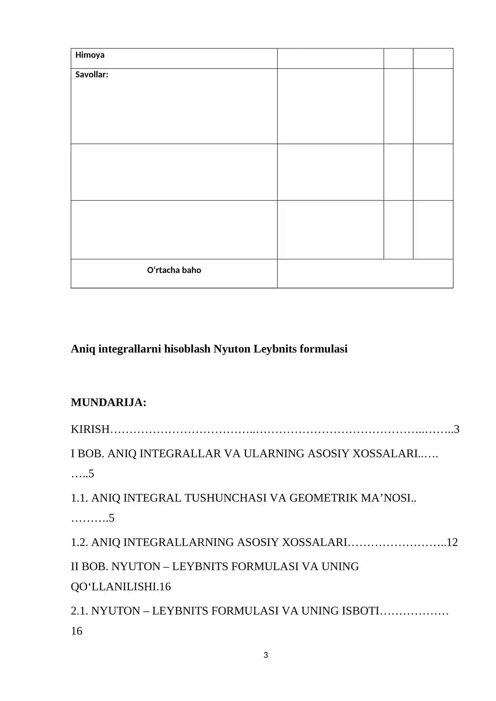 Aniq integrallarni hisoblash. Nyuton Leybnits formulasi 3