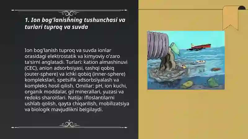 Tuproq va suvning ifloslanishida ion bog'lanish 3