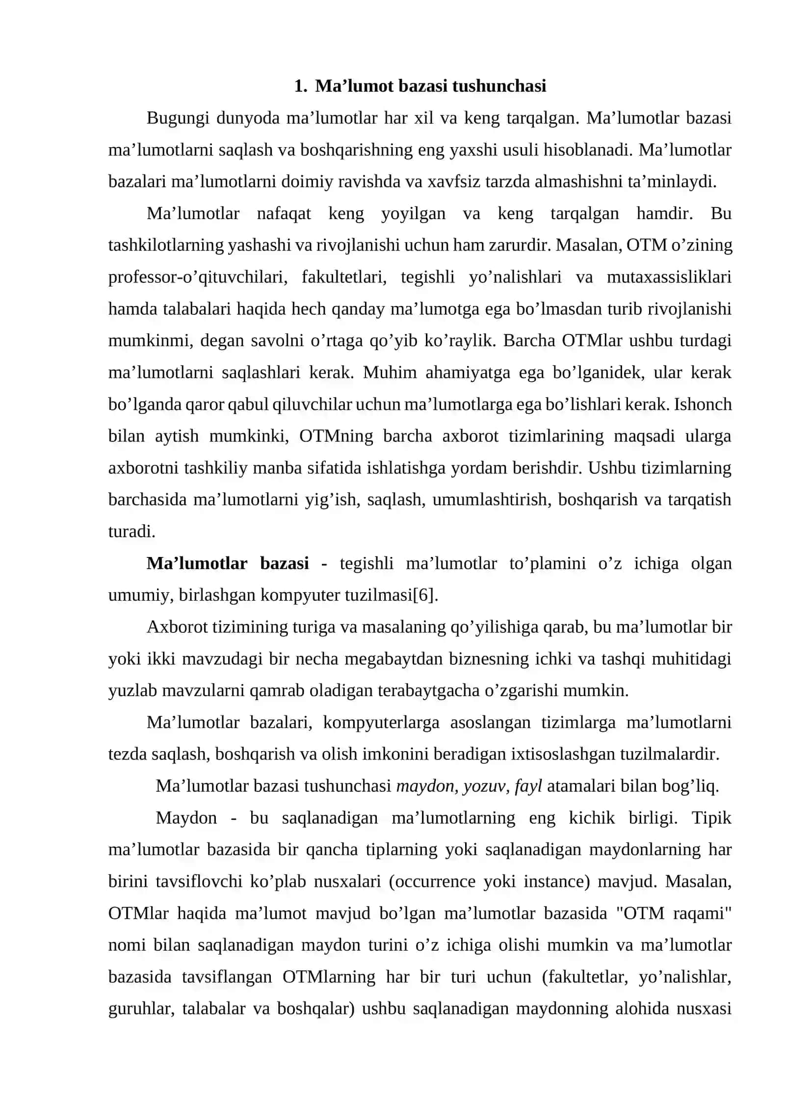 “Televideniya ma’lumotlar bazasini loyihalash” 3