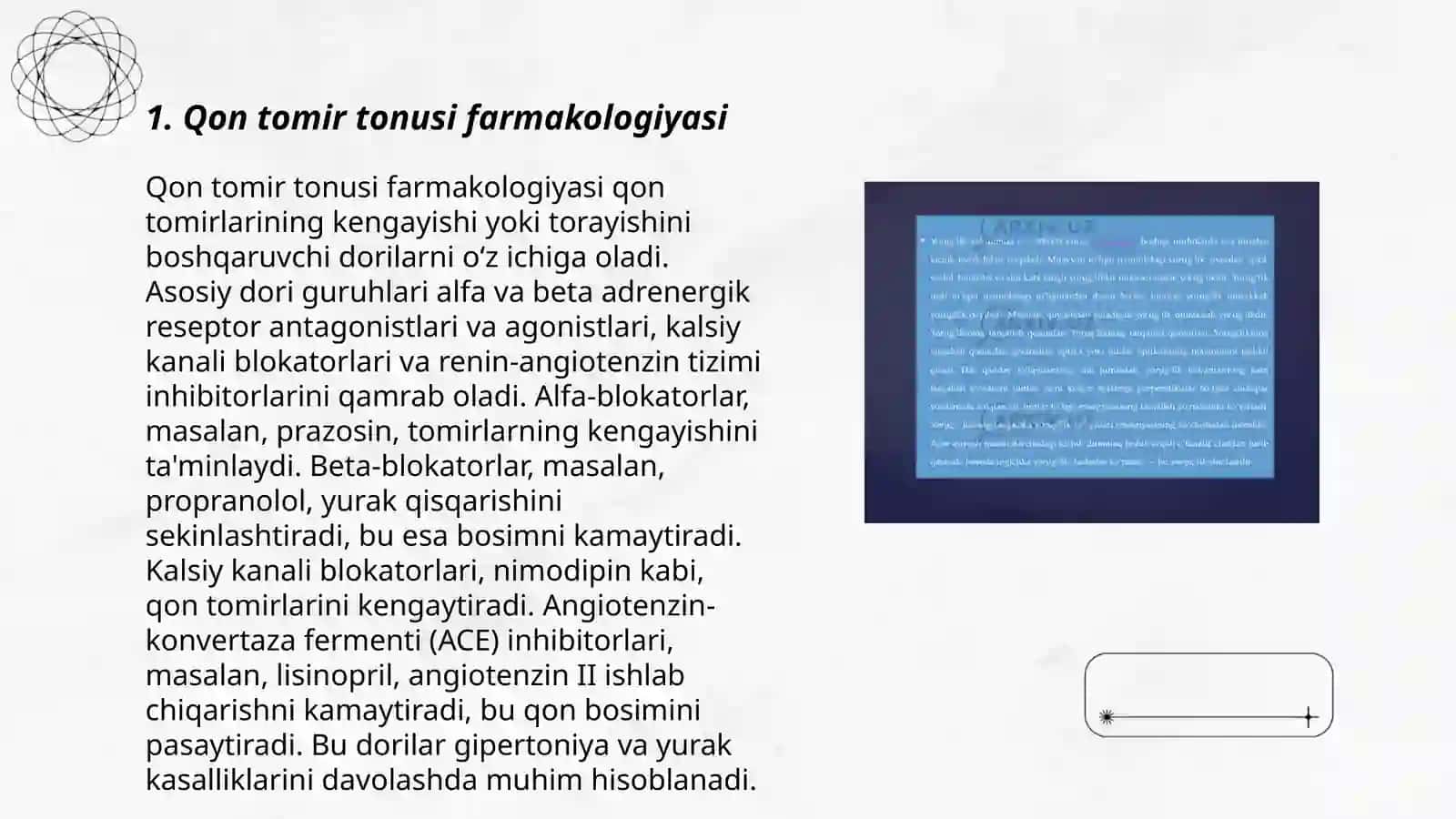 Qon tomir tonusiga ta'sir etuvchi dori vositalari klinik farmokologiyasi 3
