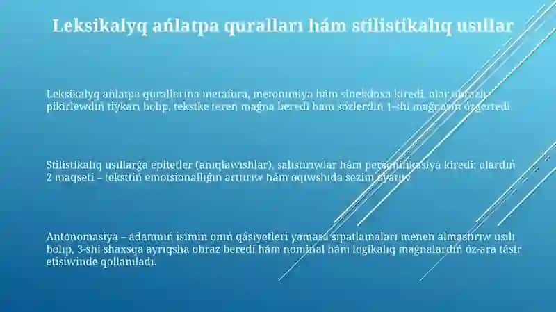 Leksikalıq ańlatpa quralları hám stilistik usıllar 3