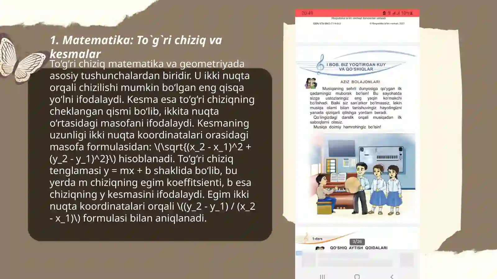 Reja: Matematika: To`g`ri chiziq va kesmalar 3