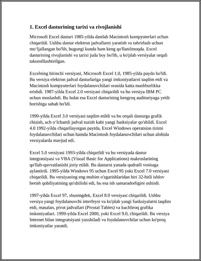 EXCEL DASTURI HAQIDA REFERAT 3