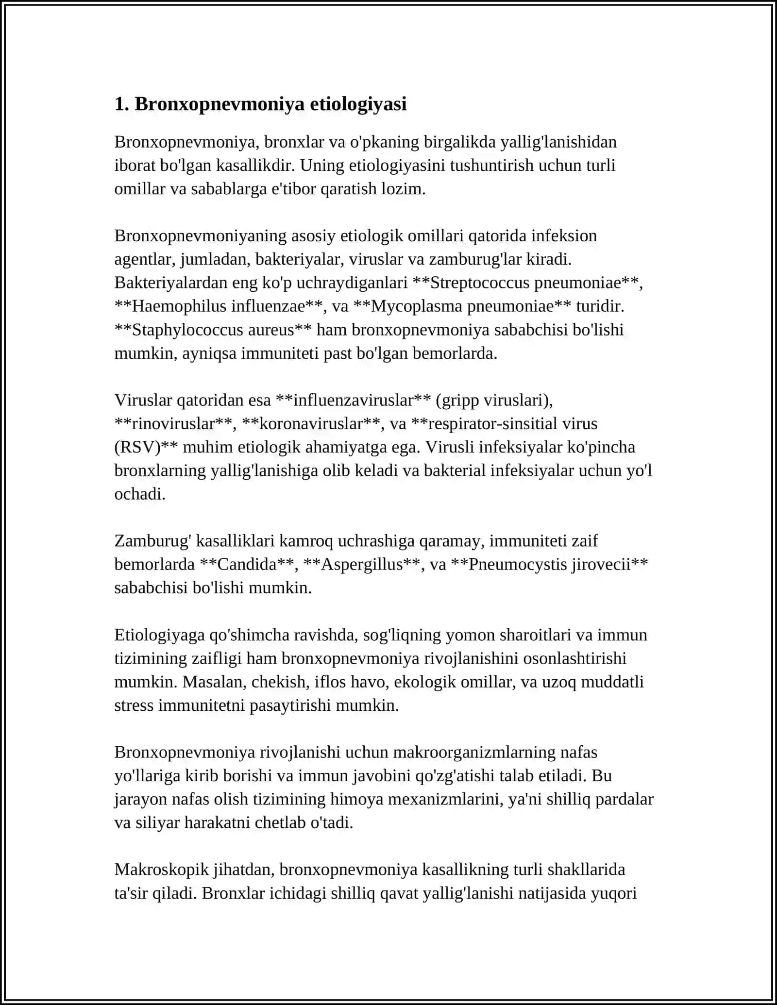 BRONXOPNEVMONIYA.ERTA YOSHDAGI BOLALAR PNEVMONIYASI.KRUPOZ PNEVMONIYA.ORALIQ PNEVMONIYA.BOLALARDA NAFAS AʼZOLARINING MAXSUS BOʻLMAGAN KASALLIKLARI 3