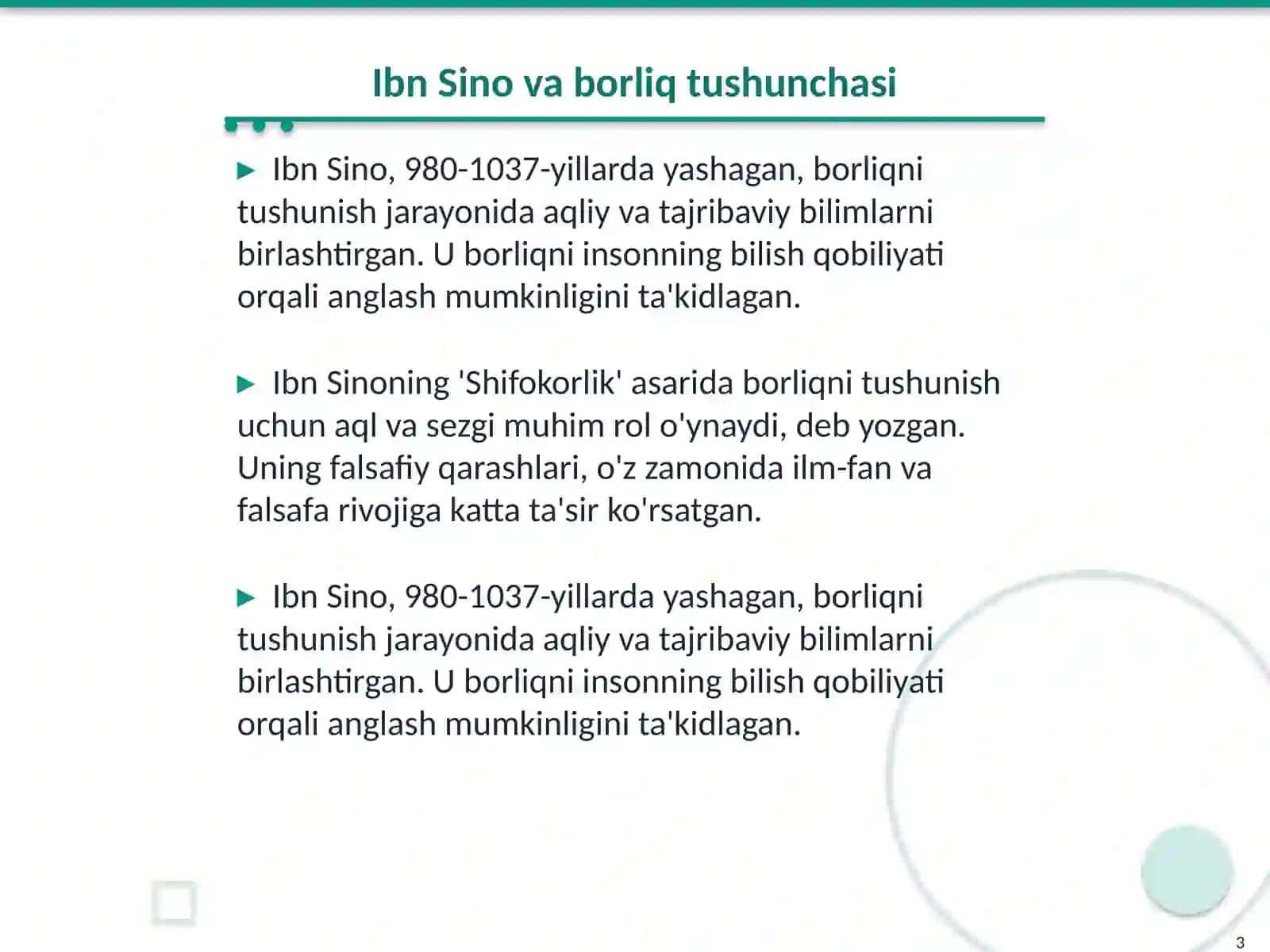 Sharq mutafakkirlarining borliq haqidagi ta'limotlari 3