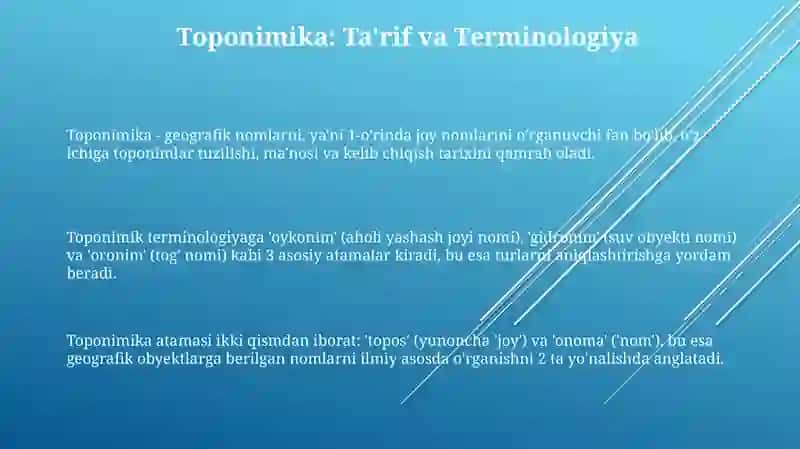 Toponimika: Ta'rif, Turlari va Ahamiyati 3