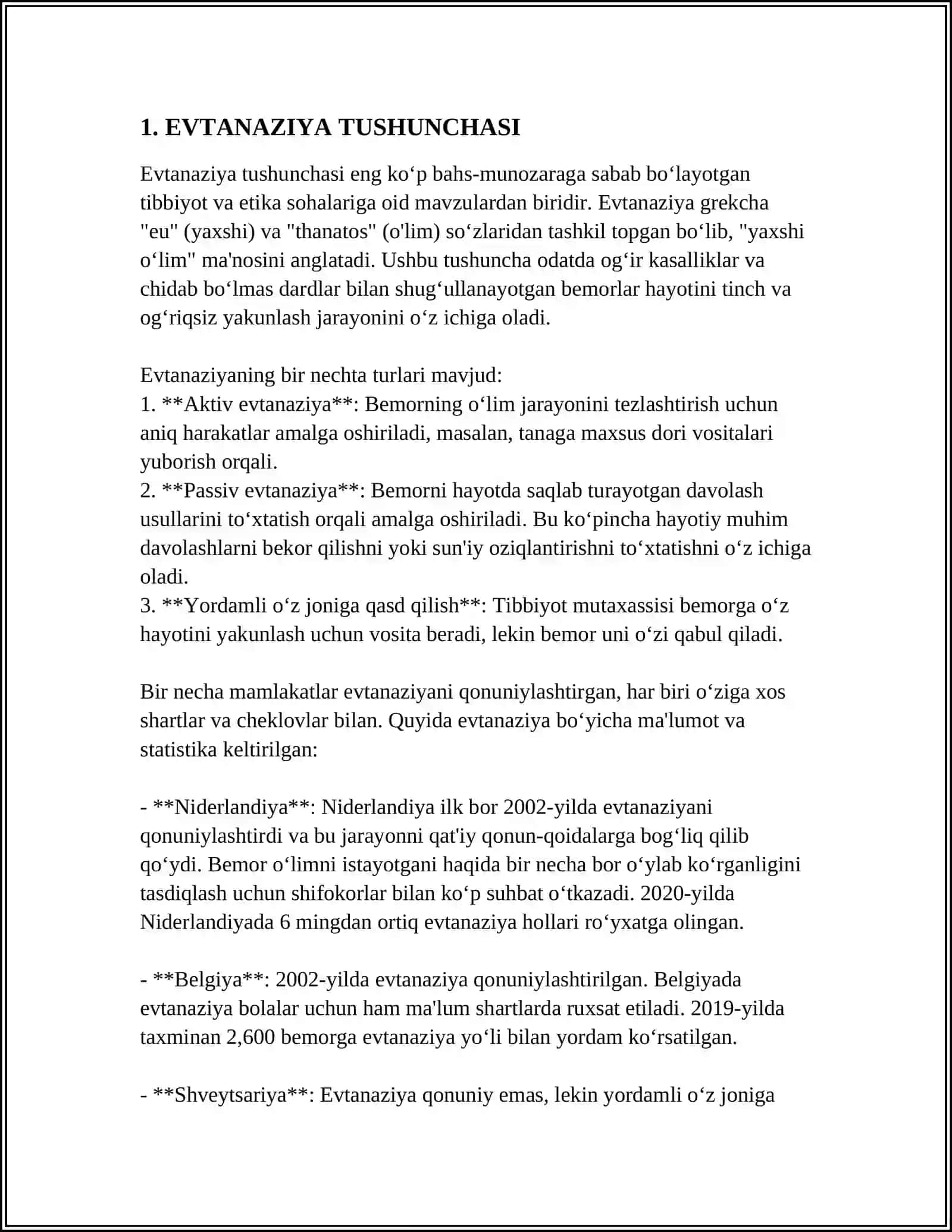 EVTANAZIYA MUAMMOLARI 3