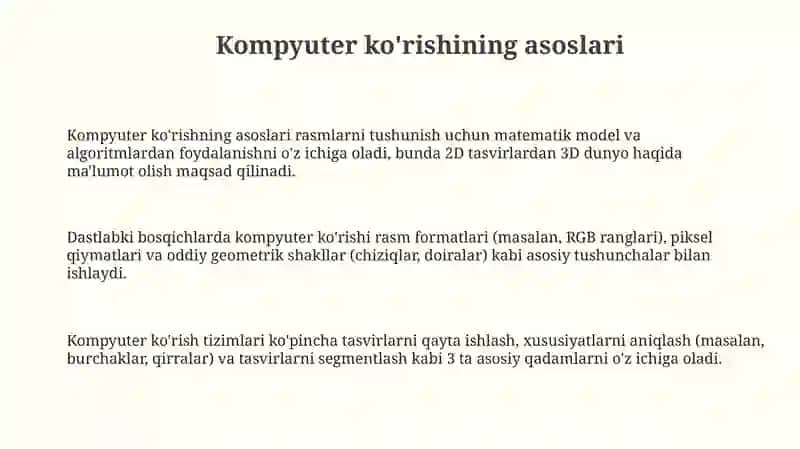 Kompyuter koʻrish (Computer Vison) asoslar va mosollar 3
