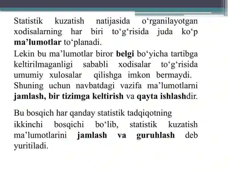 STATISTIK JAMLASH VAGURUHLASH 3