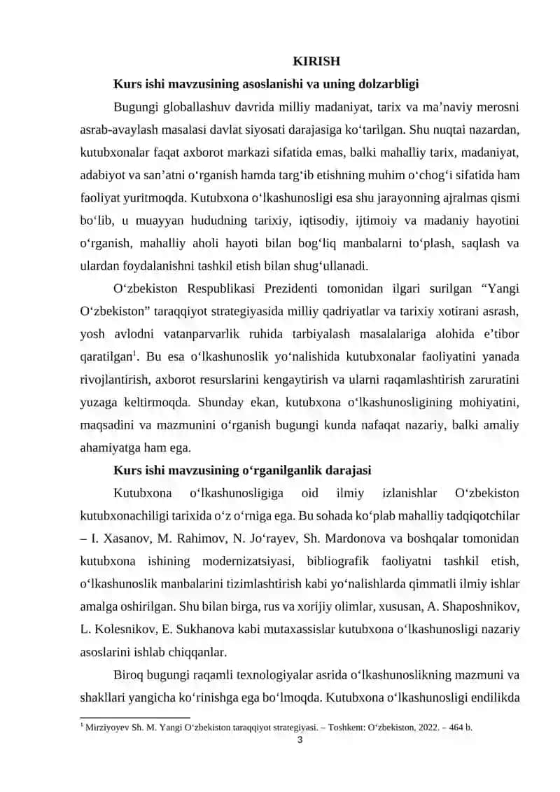 “Kutubxona o‘lkashunosligining mohiyati, maqsadi va mazmuni” 3