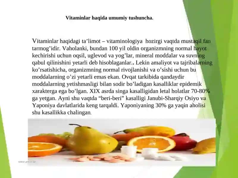 Vitaminlar biokimyo va molekulyar biologiviy roli 3