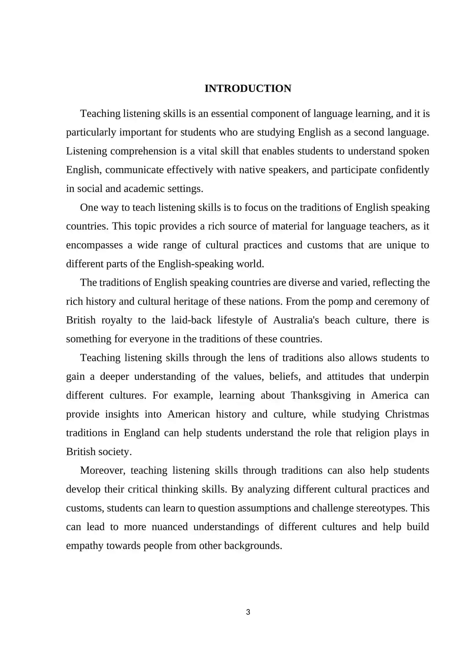 TEACHING LISTENING ON THE TOPIC TRADITIONS OF ENGLISH SPEAKING COUNTRIES FOR THE INTERMEDIATE LEVEL PUPILS 3
