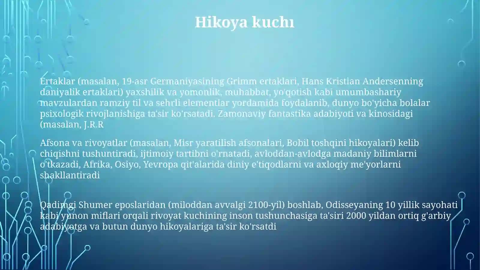 Mif, afsona va alosotir janrlari badiyati 3