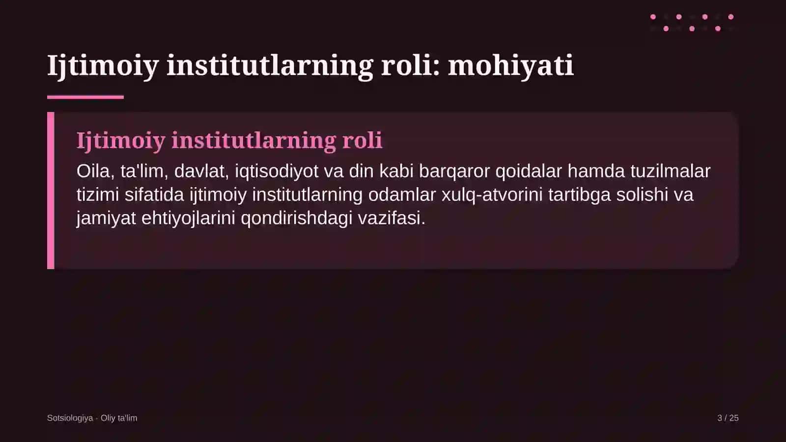Sotsiologiya · Oliy ta'lim 3