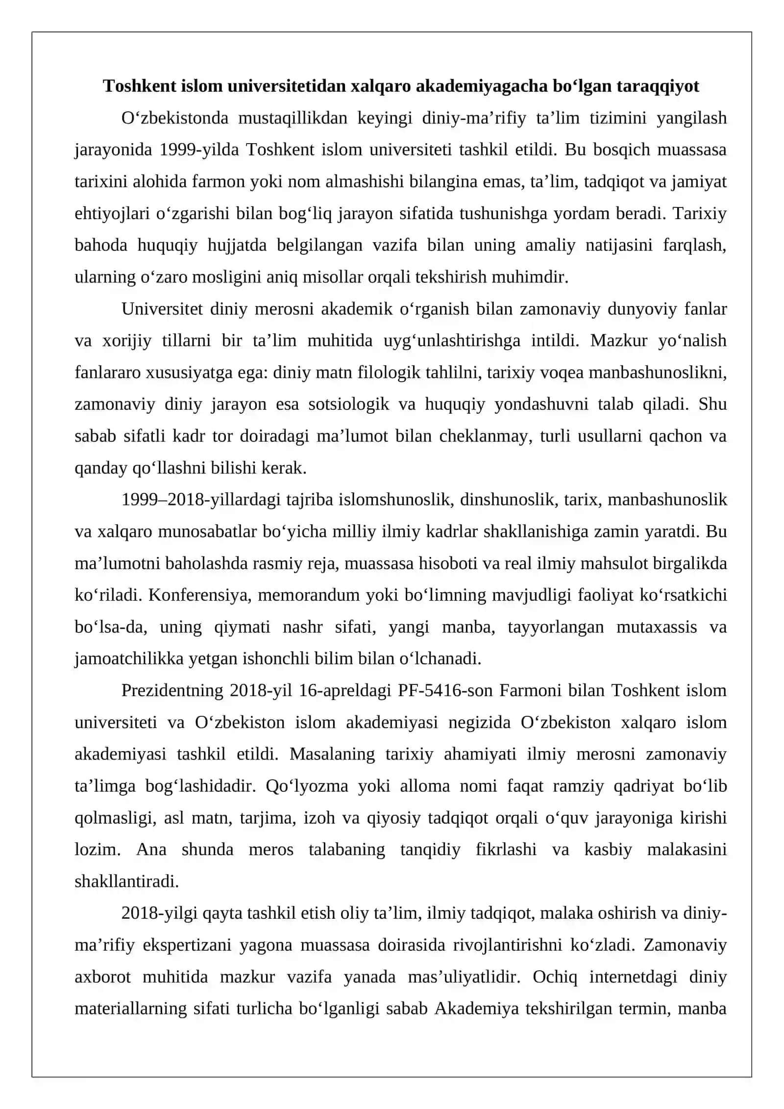 O‘zbekiston xalqaro islom akademiyasi markazi faoliyati 3