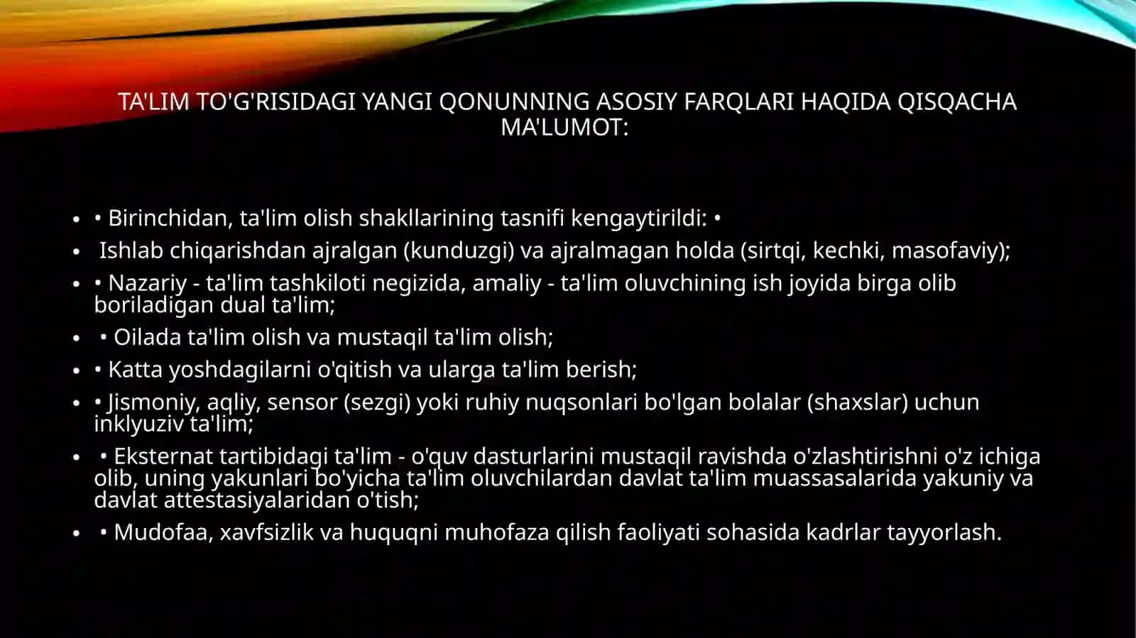 O’ZBEKISTON RESPUBLIKASIDA TA’LIM SOHASIDA AMALGA OSHIRILAYOTGAN ISLOHATLAR 3
