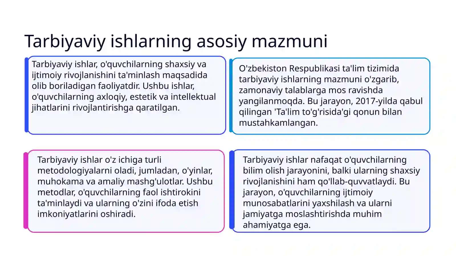 Tarbiyaviy ishlarning mazmuni va usullarini amalyotda qo'lash 3