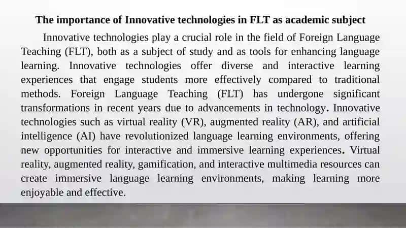 Innovative technologies in FLT as academic subject 3