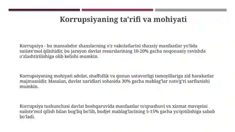 "Korrupsiya" tushunchasi va uning mazmun mohiyati 3
