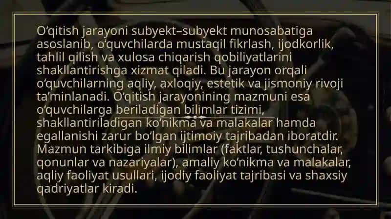 oqitish jarayoni yaxlit tizim sifatida 3