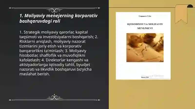 Korporativ tuzilmalarda moliyaviy menejerning roli 3