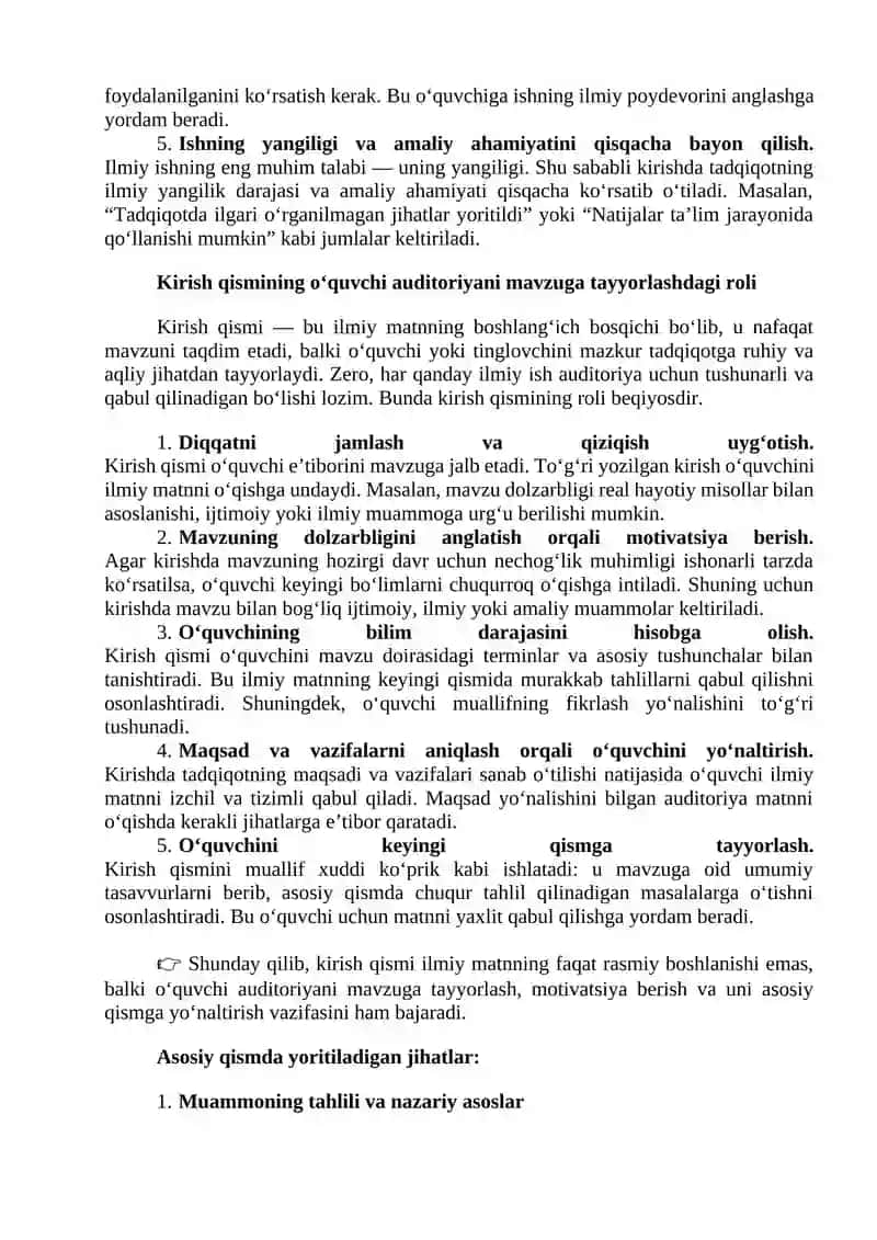 Kirish va xulosaning roli 3