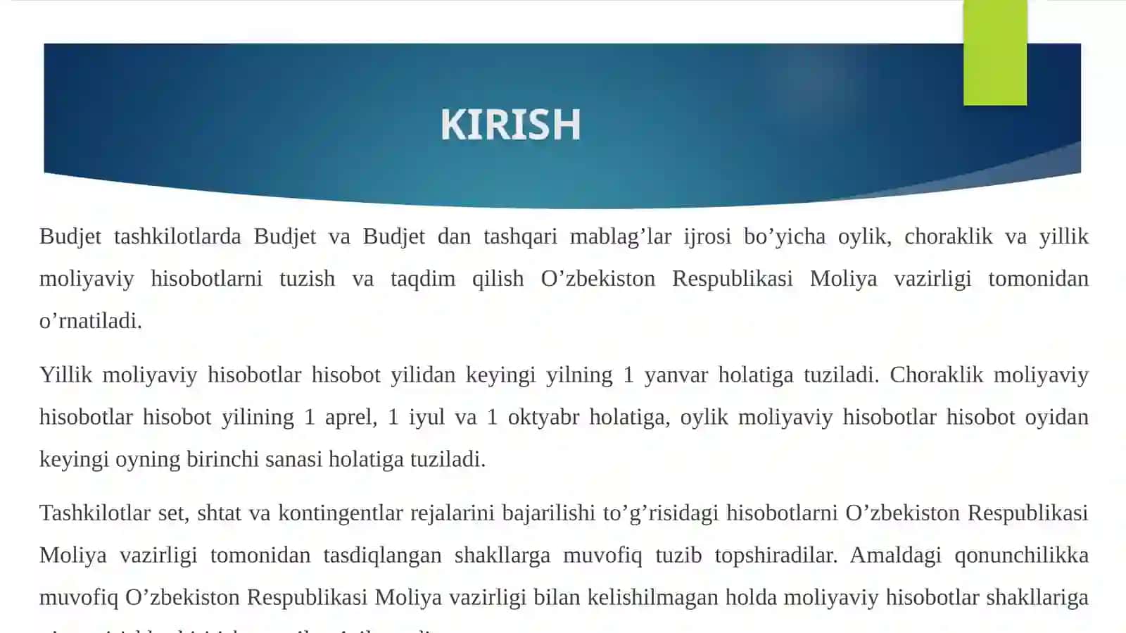 Budjet tashkilotlarida moliyaviy hisobotlar 3