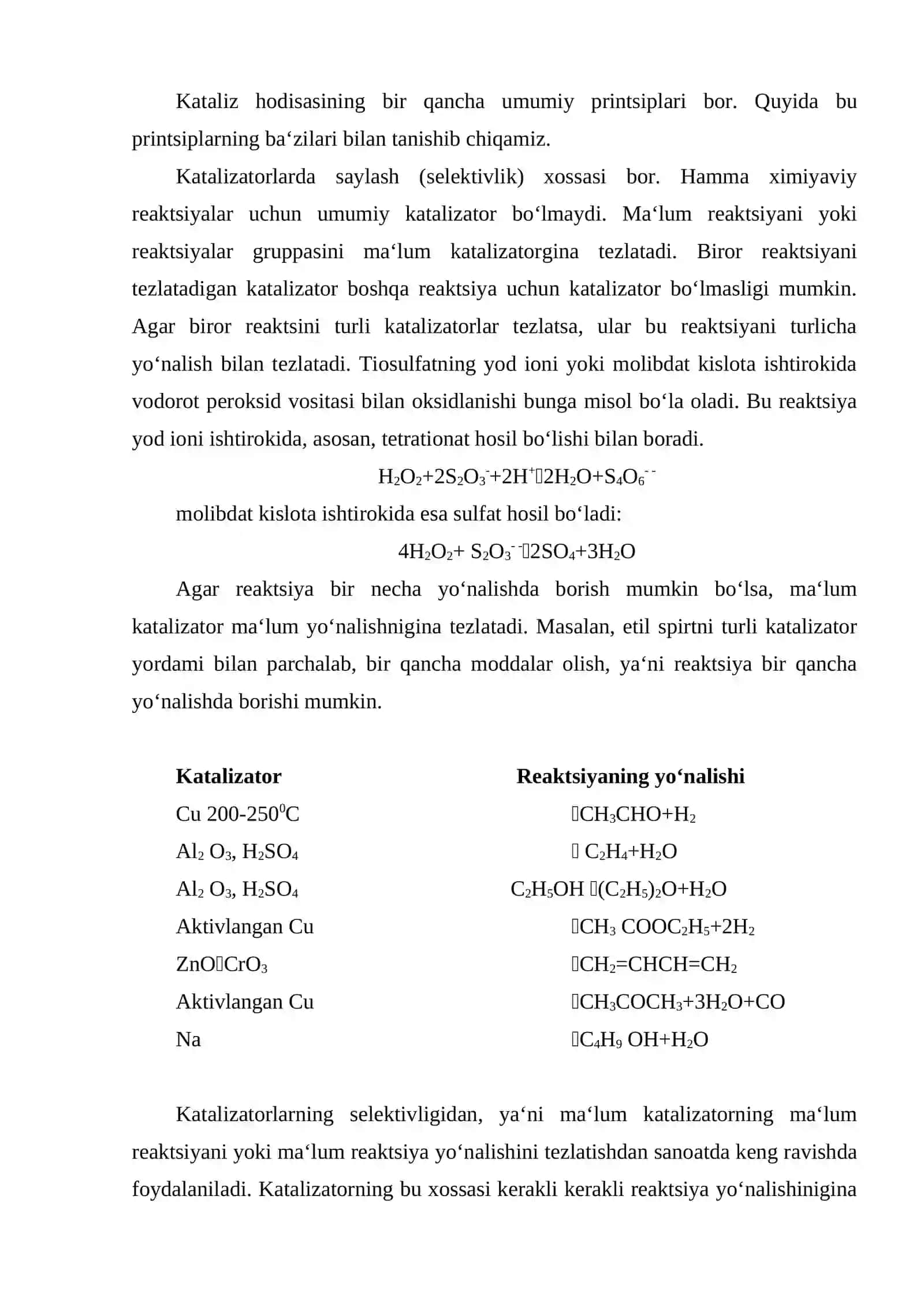 Katalizatorlarning fizik kimyoviy hodisalari 3