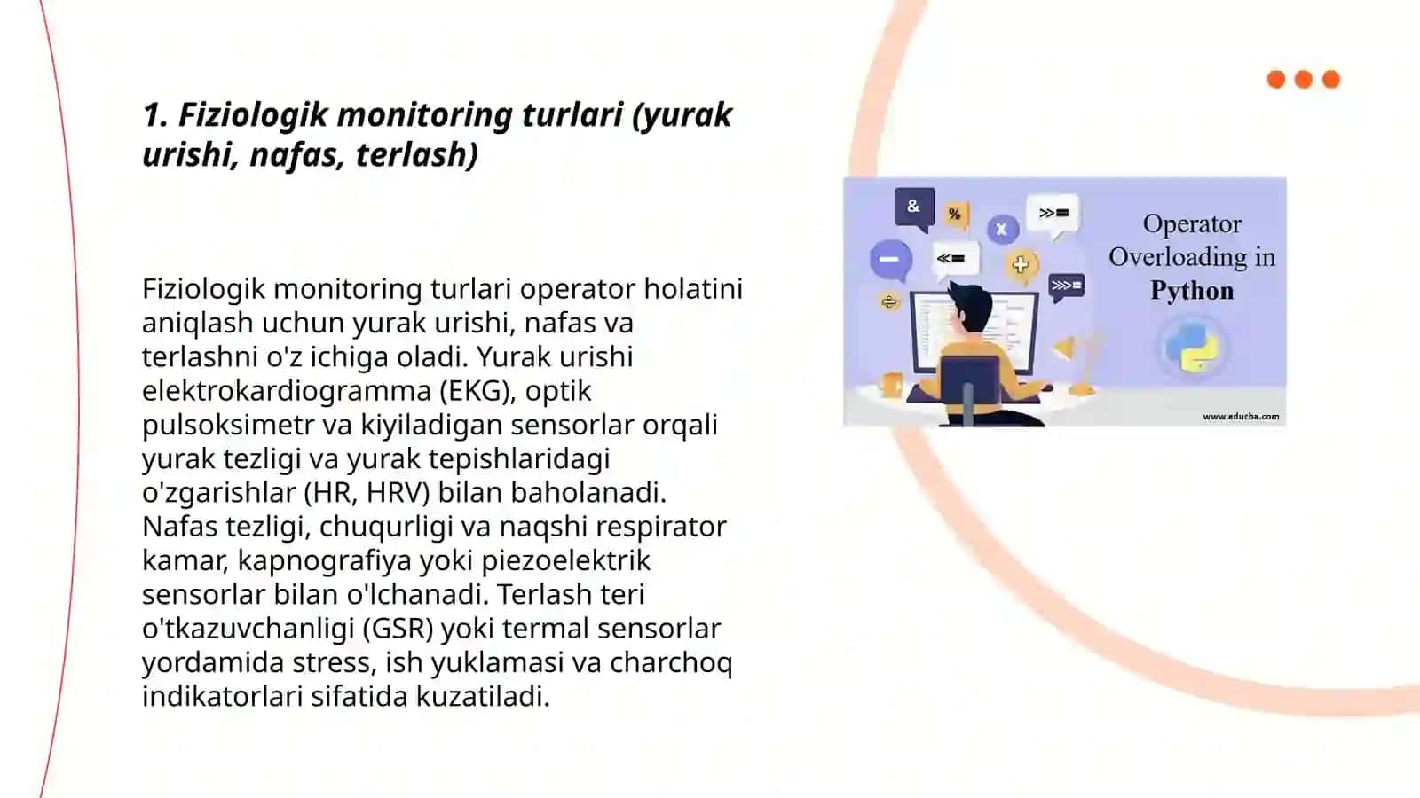 Operator holatini kuzatish turlarining tasnifi 3