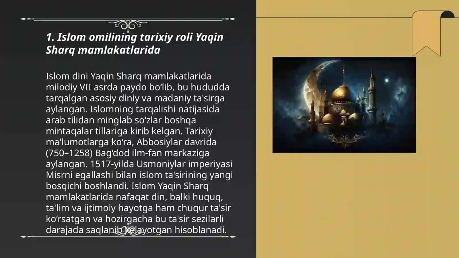 Islom omilining Yaqin Sharq mamlakatlaridagi o'rni va ta'siri 3
