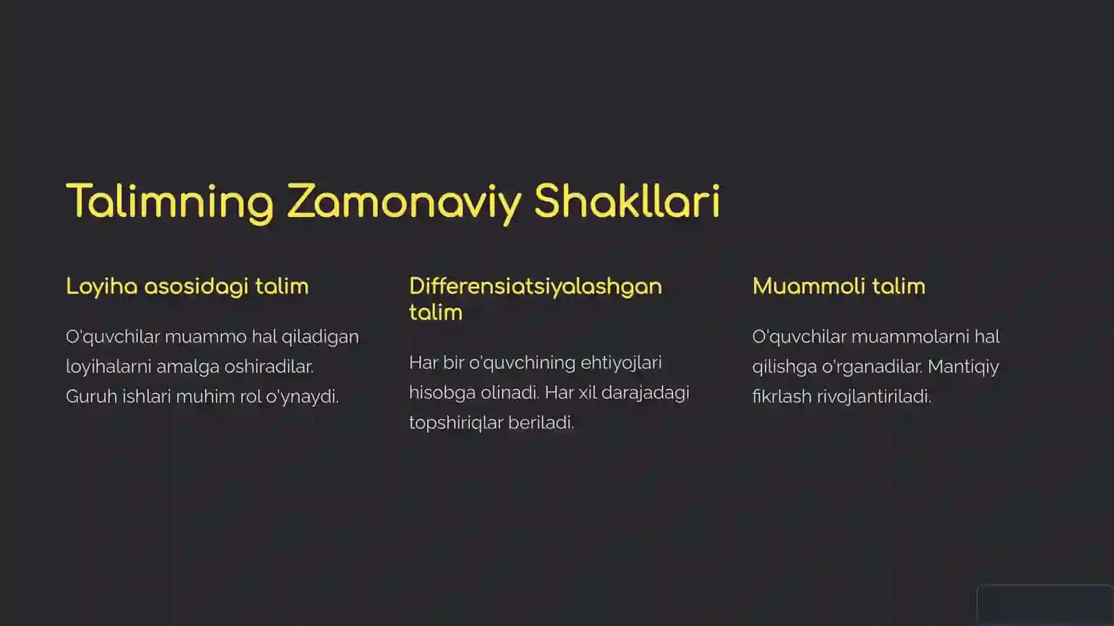 Talimning Shakllantiruvchi Shakllari va Vositalari 3