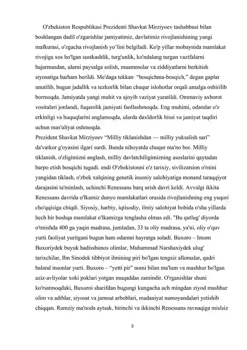 O’rta Osiyoda uyg’onish (renessans) davri mavzusida kurs ishi. 3