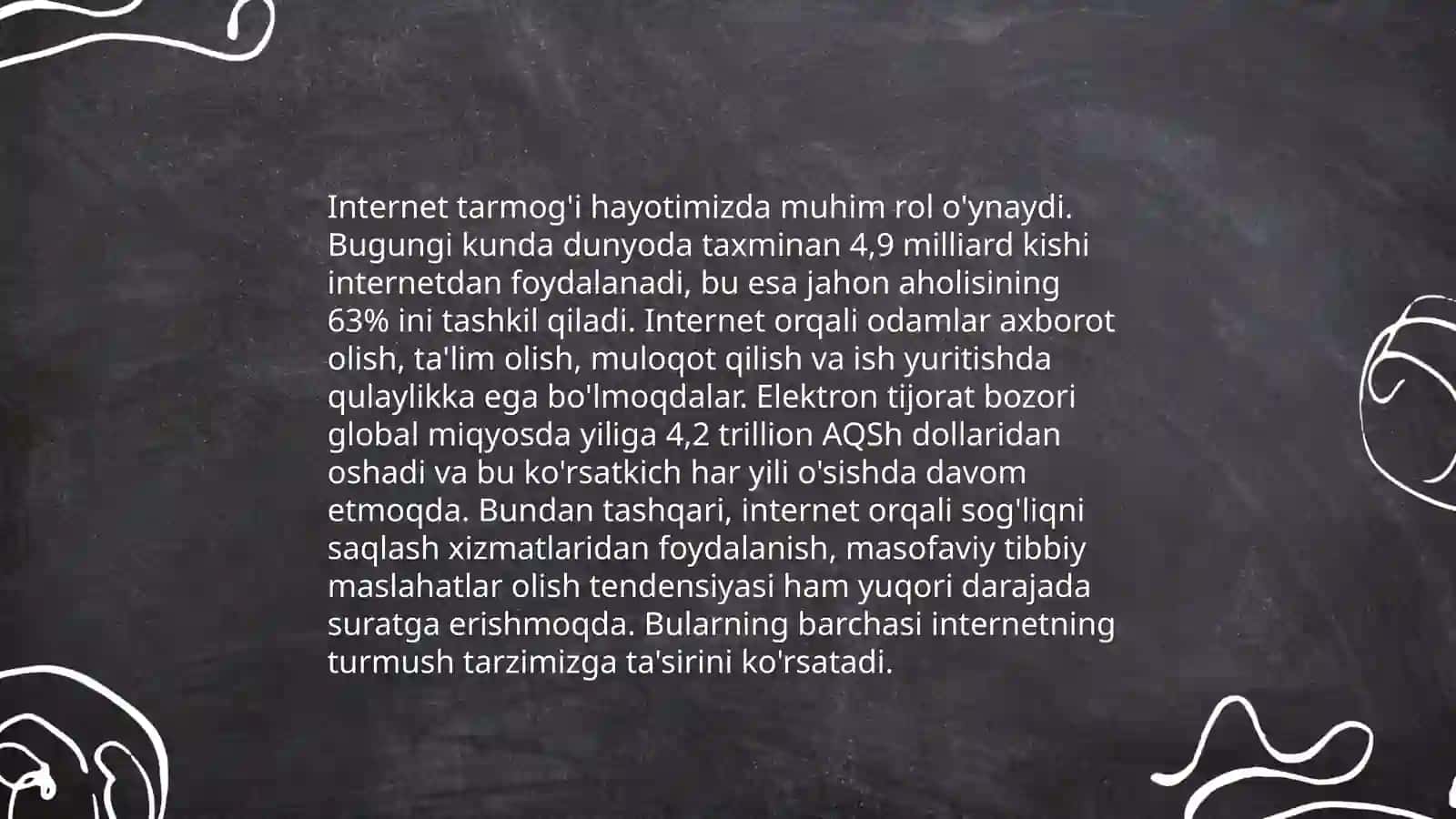 Internet tarmog'ining hozirgi kundagi ahamiyati 3