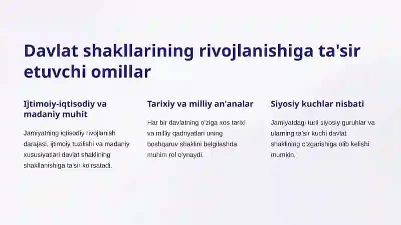 Davlat shakllari:Boshqaruv va tuzilishi 3