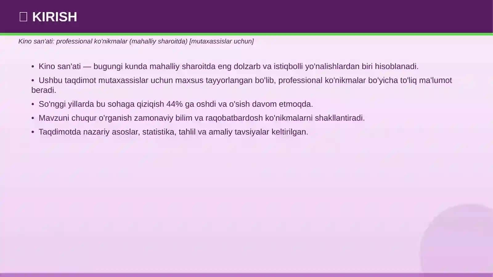 Kino san'ati: professional ko'nikmalar 3
