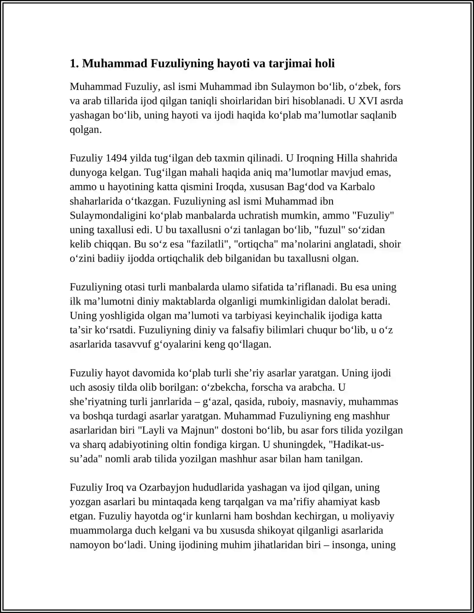 MUHAMMAD FUZULIY HAQIDA MA'LUMOT 3