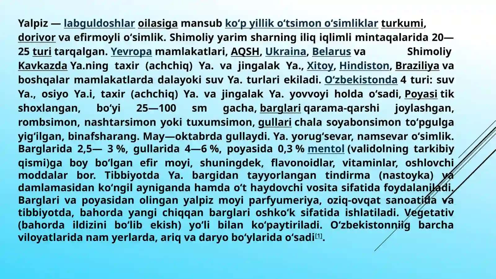 Yalpiz o`simligining o`ziga xos xususiyatlari 3