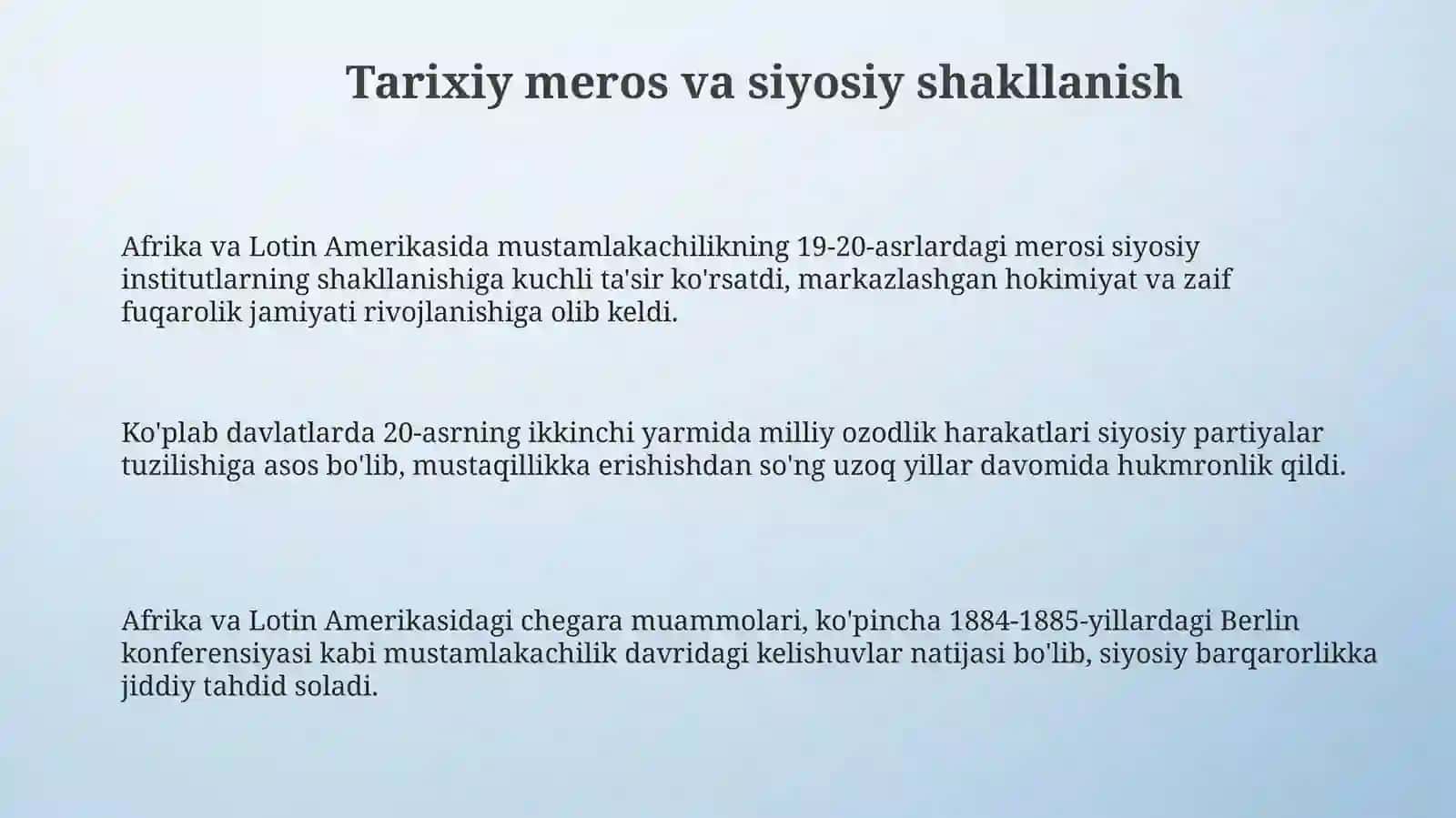 Afrika va Lotin Amerikasi mamlakatlari siyosiy yoʻnalishlari 3