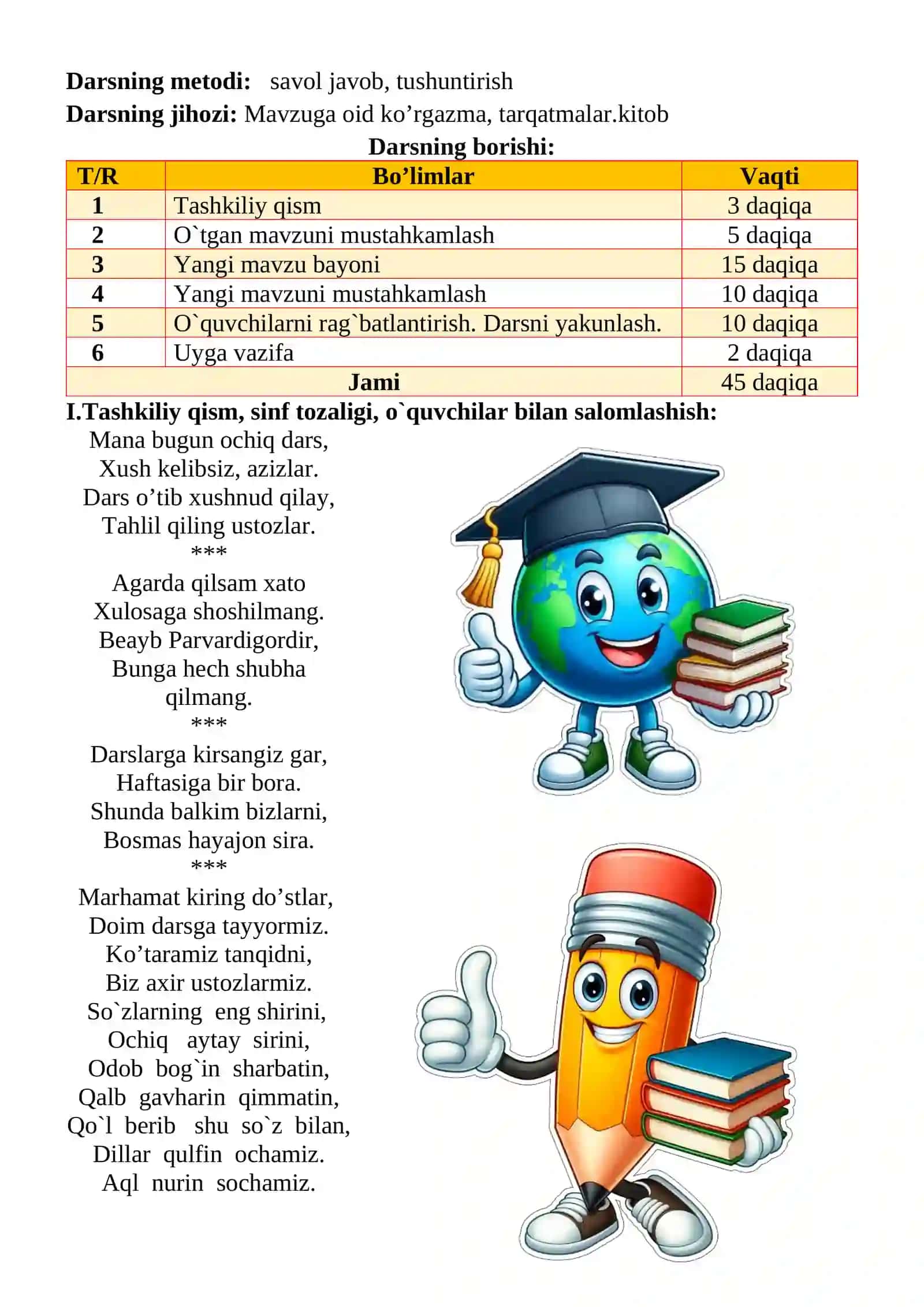 Nima qildi? nima qilyapti? nima qiladi? so'roqlariga javob bo'ladigan so'zlar 1-sinf ona tili dars ishlanmasi 3