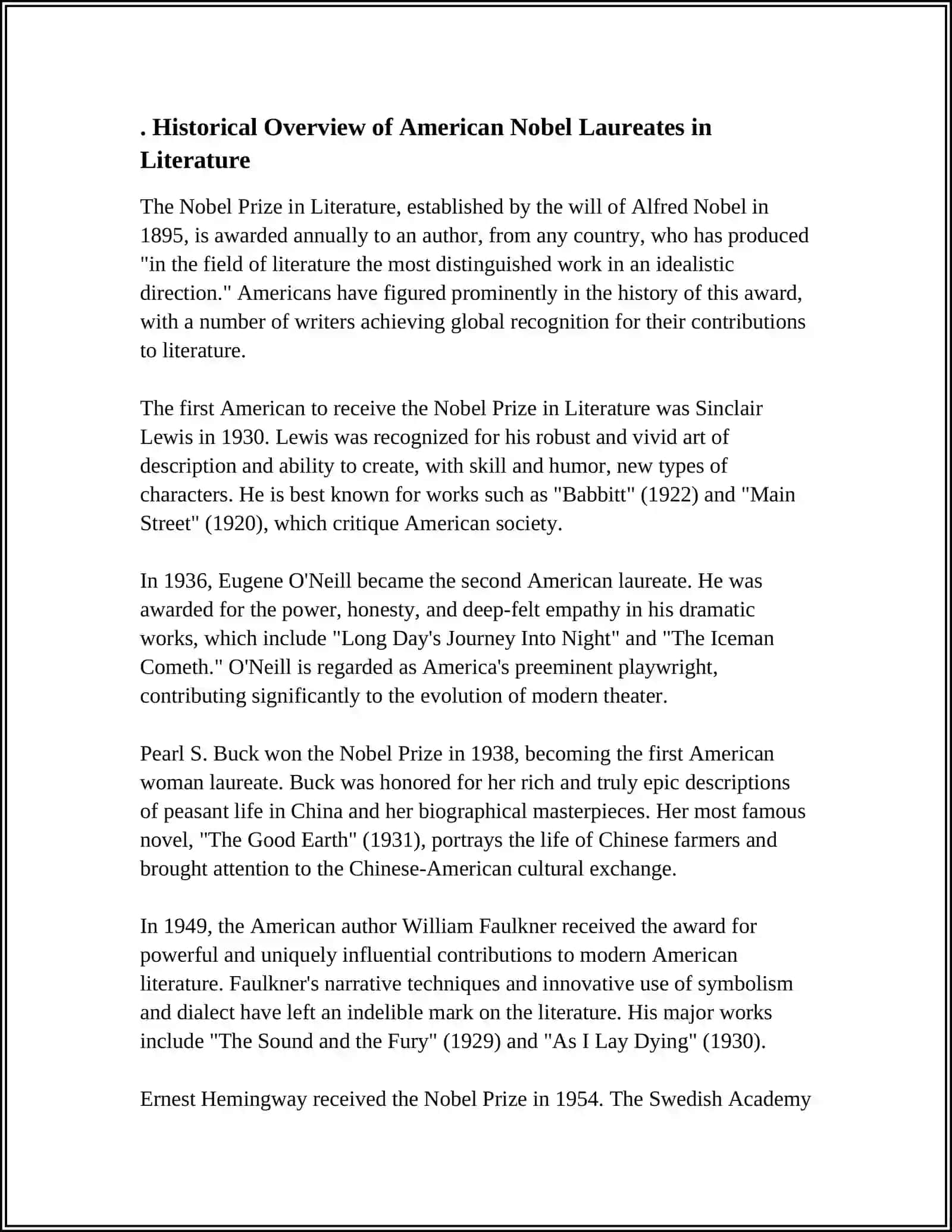 NOBEL LAUREATES IN AMERICAN LITERATURE 3