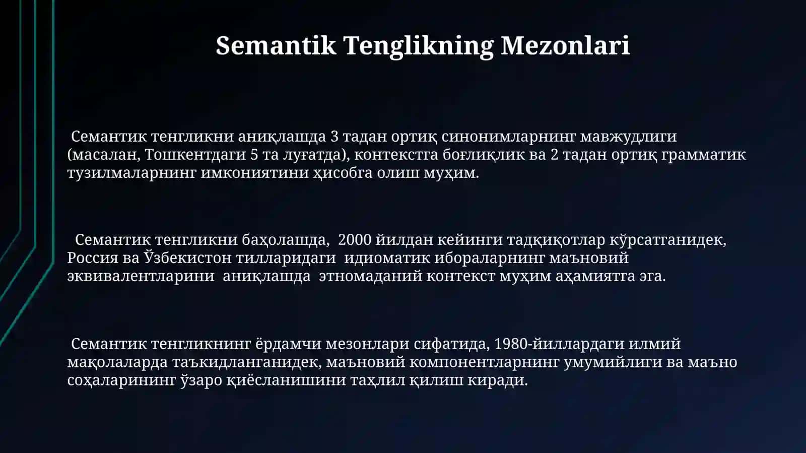Semantik Tenglikning Mezonlari 3