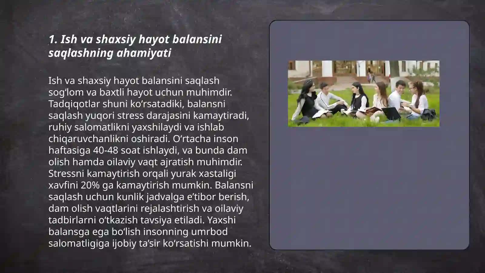 Ish va shaxsiy hayot muvozanati 3