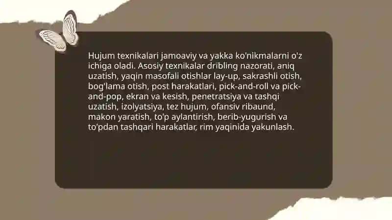 Basketbol o'yin texnikasining tasnifi 3