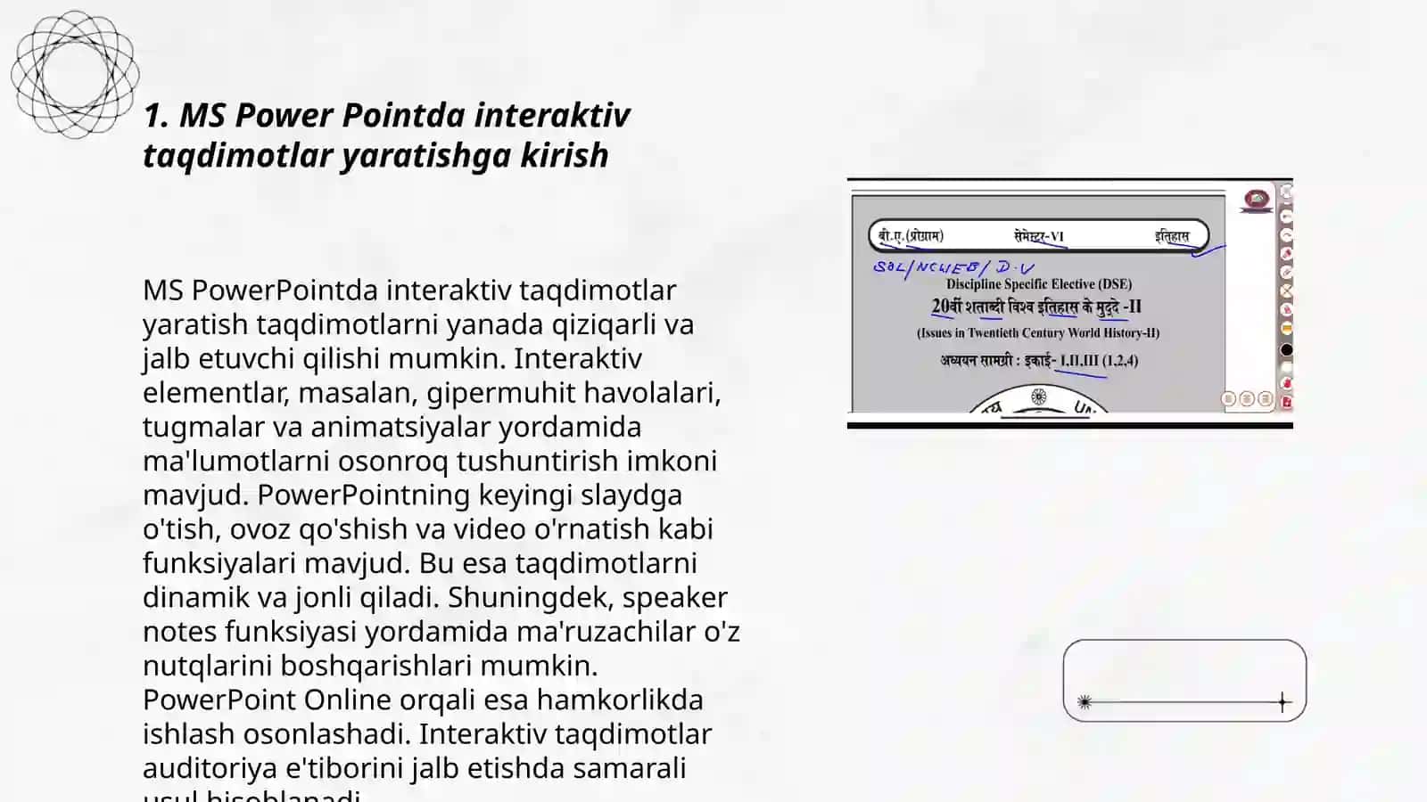 Ms Power Pointda oʻrgatuvchi -interaktiv taqdimotlar yaratish 3