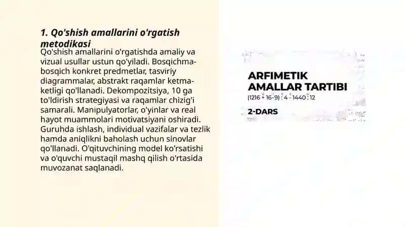 Arifmetik amallar bajarish metodikasi 3