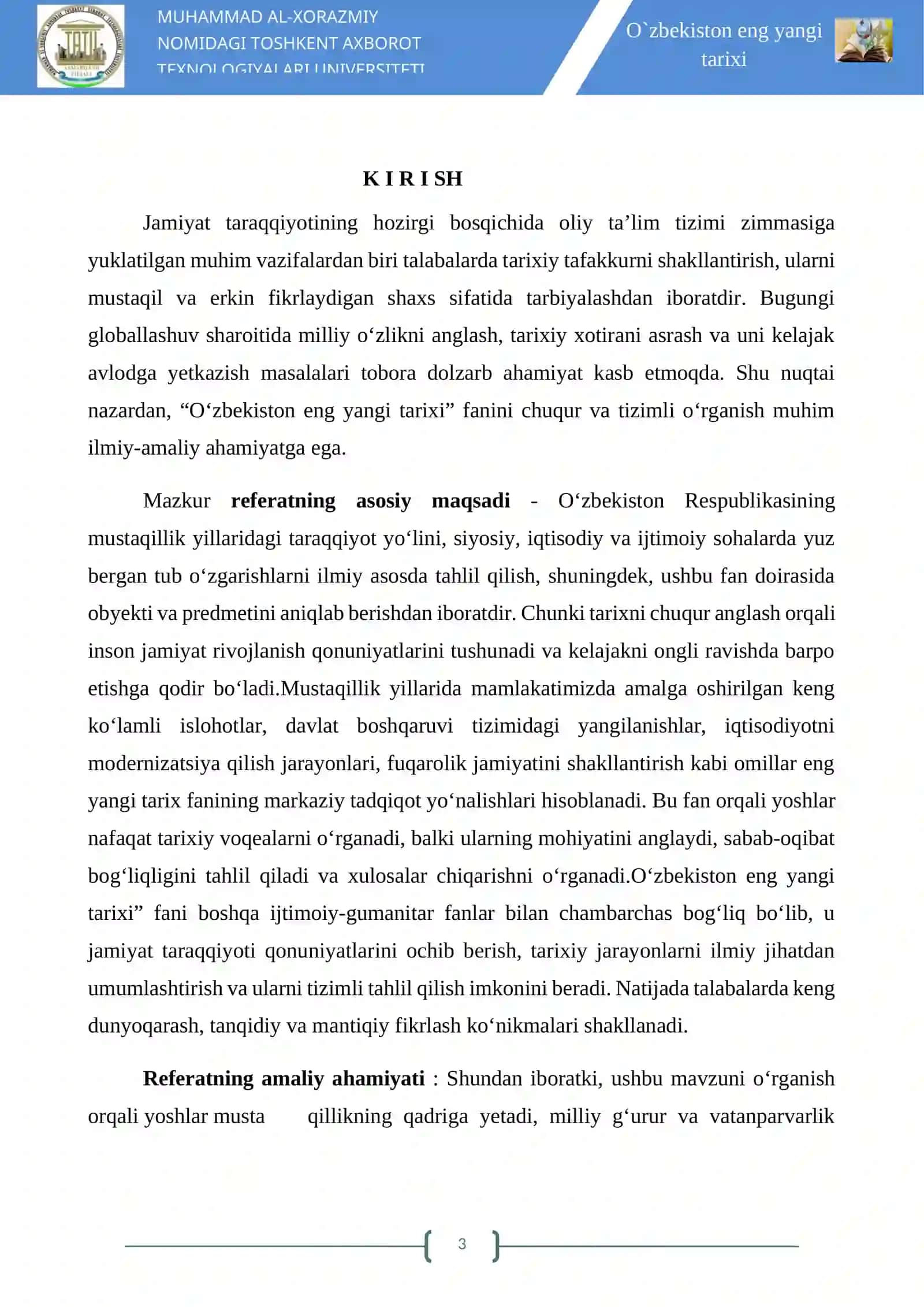 O`zbekiston eng yangi tarixi fanining ob`yekti va predmeti 3