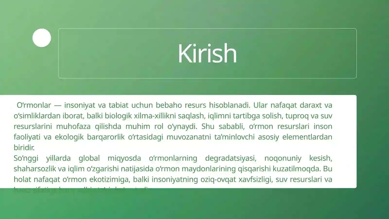 O’rmon resurslari va ularni saqlash 3