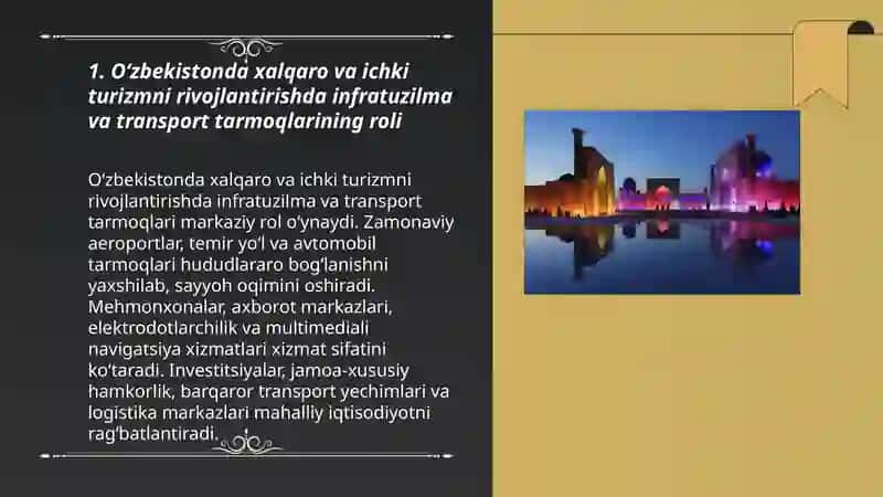 Oʻzbekistonda xalqaro va ichki turizmning rivojlanishi 3