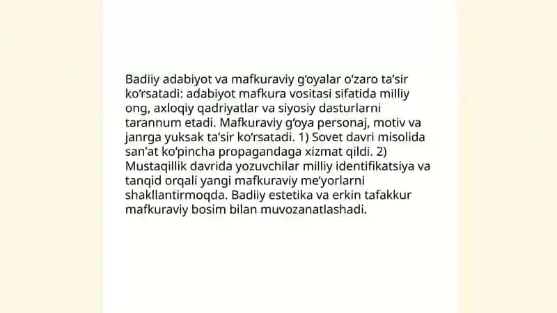 Badiiy adabiyot va mafkura 3